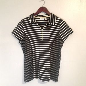 ZENERGY GOLF by Chico's Women's black & white GOLF shirt with zipper SIZE 2